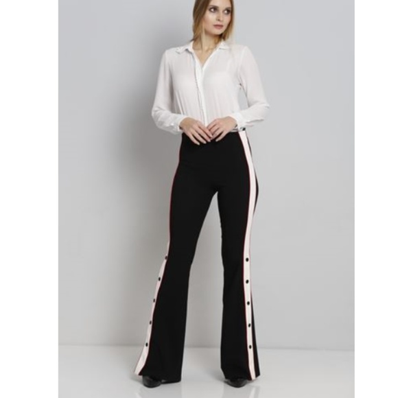 Pants - Highwaist flare track pants button buttom Inseam36